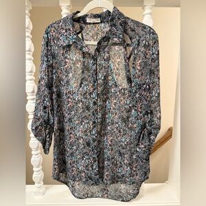 Black, Orange and Blue Splatter Print